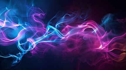 Obraz premium Black Smoke Wave: Abstract art with flowing smoke in blue and purple hues, creating smooth patterns and textures