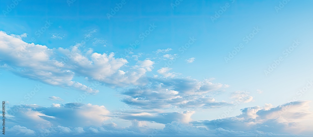 Poster blue sky and white cloud pattern in twilight time. creative banner. copyspace image