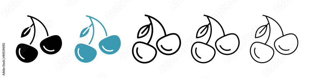 Wall mural cherry line icon set. red berry line icon for ui designs.