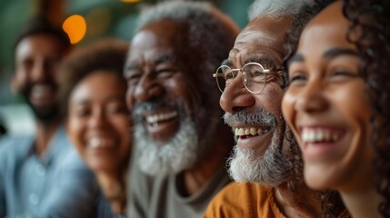 Obraz premium Joyful Laughter During a Heartwarming Reunion Diverse Group Celebrating Togetherness
