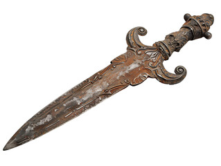 Rusty Antique Dagger with Ornate Handle