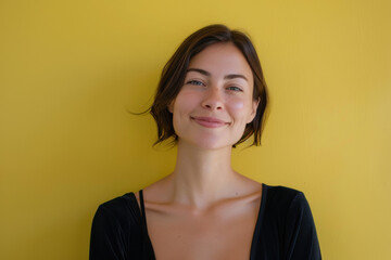 Fototapeta premium A close up portrait of a woman with a subtle smile