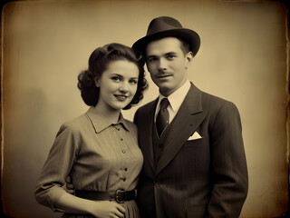 Old photograph of the vintage couple