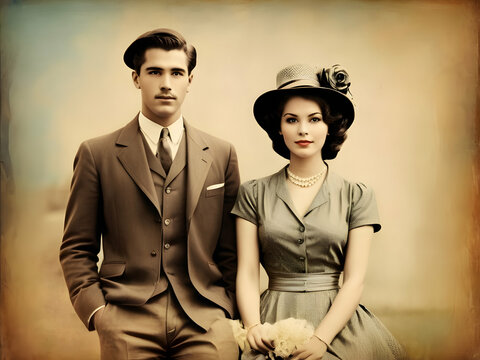 Old photograph of the vintage couple