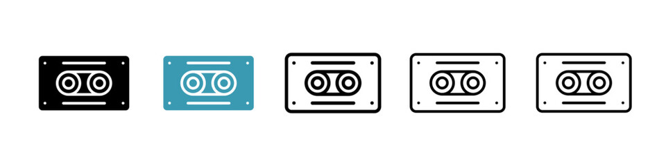 Cassette tape icon set. vintage 80s music audio player cassette vector icon. old stereo mixtape symbol for UI designs.