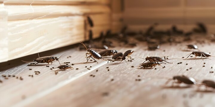 Eliminate cockroach infestation in homes with effective pest control methods. Concept Pest Control, Cockroach Infestation, Prevention, Home Remedies, Extermination