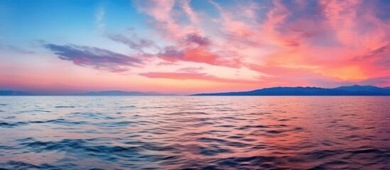 Fototapeta premium Sunset sea. Creative banner. Copyspace image
