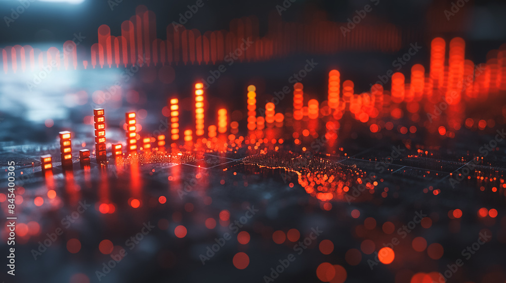 Poster a computer screen with a graph graph on it stock market growth, business investing and data concept 