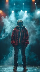 Fototapeta premium Teenager Feels the Rush of Performing Live on Stage for the First Time Capturing the Emotions and Expressions of a Budding