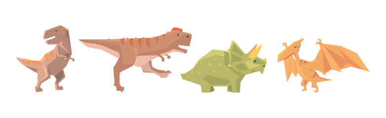 Funny Dinosaur Character with Cute Snout Vector Set