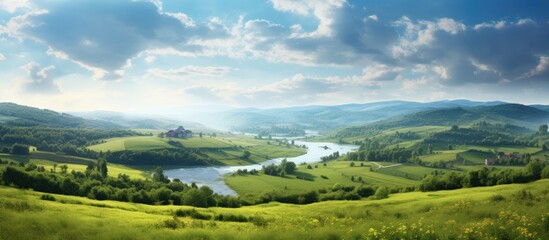 Naklejka premium life in countryside. Creative banner. Copyspace image