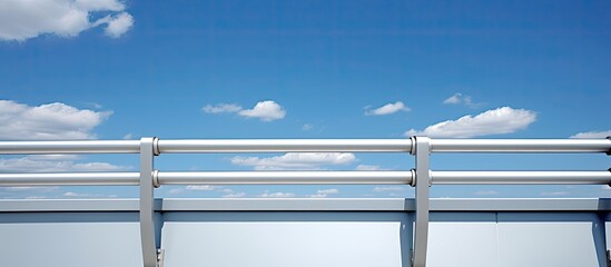 Stainless steel balcony railing at sky train. Creative banner. Copyspace image