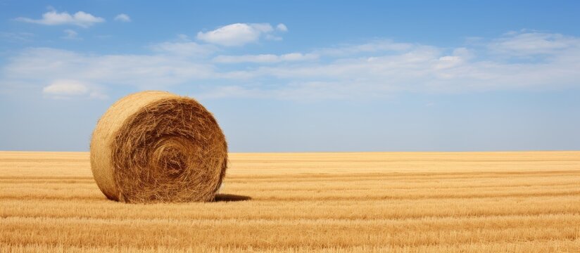 The haystack in the field. Creative banner. Copyspace image