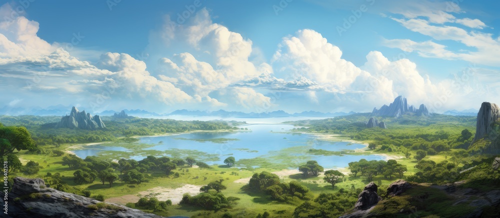 Aufkleber peaceful view of las palmose. creative banner. copyspace image