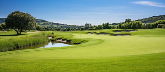 green grass golf. Creative banner. Copyspace image