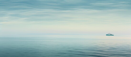Obraz premium big merchant ship on the horizon. Creative banner. Copyspace image