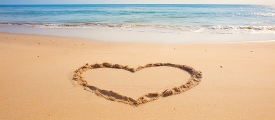 heart on the sand. Creative banner. Copyspace image