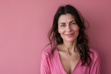 Fototapeta premium A close up portrait of a woman with a subtle smile
