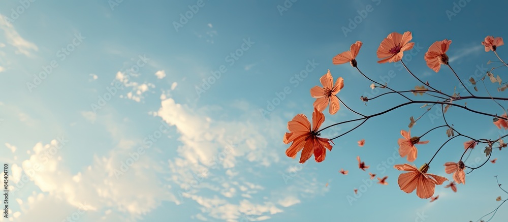 Poster a parasitic flower that hangs from a tree. creative banner. copyspace image