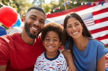 American family celebrating independence