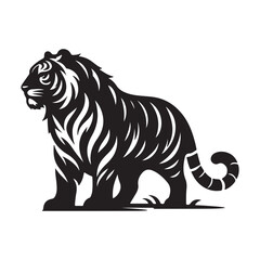 Vector Silhouette of Tiger, Powerful Tiger Graphic for Wildlife and Jungle Concepts