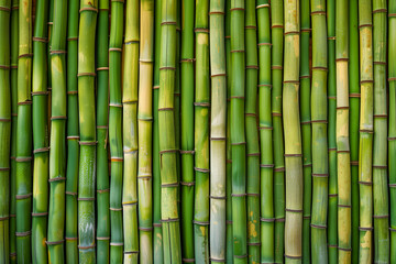 Fototapeta premium Bamboo wall background, closeup of bamboo wall texture