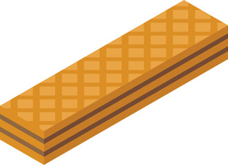 Delicious wafer with chocolate filling lying on white background