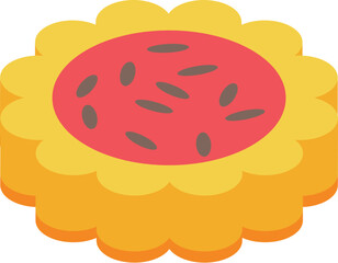 Delicious round shaped cookie covered with pink icing and chocolate sprinkles is looking tasty