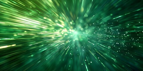 Captivating Pattern of Green Lines Dynamic Banner with Abstract Speed Light Effects. Concept Abstract Art, Dynamic Design, Green Lines, Speed Light Effects