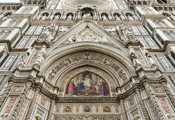Detail of the facade of the Florence Cathedral with the mosaic 