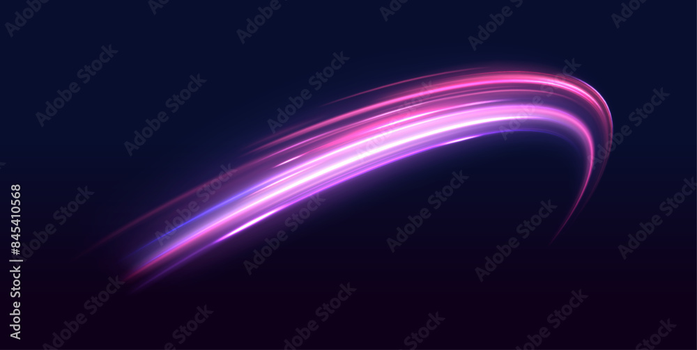 Aufkleber High tech concept with luminous arrows moving to side. Speed connection vector background. Neon color glowing lines.	
