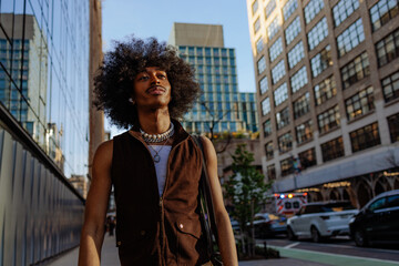 Cool urban style portrait with skyline