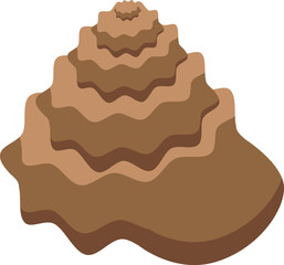 Brown wavy seashell growing in a spiral shape forming a beautiful natural pattern