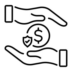 An editable line style icon of money insurance 