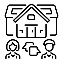 Well-crafted line icon of litigation 