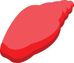 Red seashell lying isolated on white background showing summer vacation