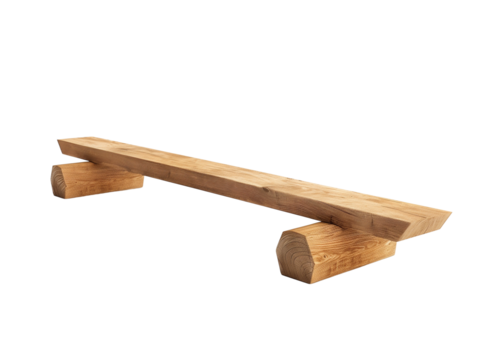 Minimalist  wooden seesaw isolated on transparent