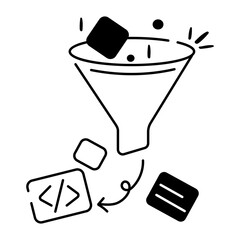 A captivating doodle icon of data assembler 