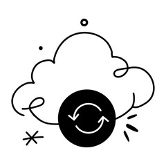 A scalable doodle icon of cloud sync 