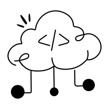 Here is a doodle icon of cloud coding 