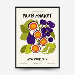 Abstract fruits posters template. Modern trendy Matisse minimal style. Exotic Healthy Food. Hand drawn design for wallpaper, wall decor, print, postcard, cover, template, banner.