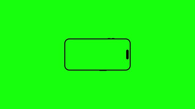 Empty Mobile or Smartphone mockup green screen animation footage in horizontal in 4k for advertisement design. Cellphone front