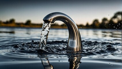 open tap sticking out of the water