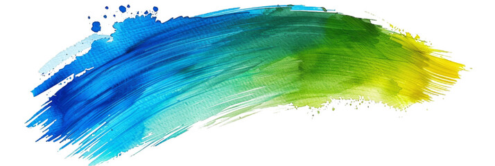 Colorful Abstract Brush Stroke in Blue, Green, and Yellow 