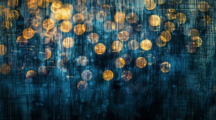 Dancing with blurred lights and dark silhouettes this tapestry evokes the mysterious beauty of twilight with a touch of urban energy woven throughout. .