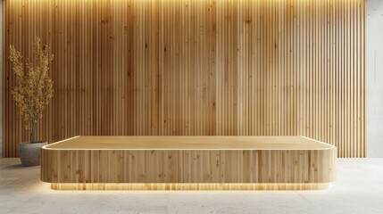 An emblem of sustainable design, an empty bamboo podium commands attention as it stands prominently in the center, its earthy beauty
