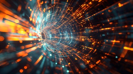 Obraz premium 4. Envision a captivating modern digital abstract 3D background, showcasing a fusion of technological elements and abstract shapes, symbolizing the transformative power of digital storages and
