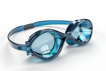 Close-up of sleek modern blue swim goggles on white background. Ideal for swimming, water sports, and professional training. High-quality and durable design. Perfect for athletes. Generative AI