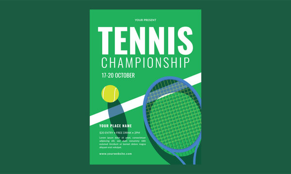 Vector Tennis championship event flyer template