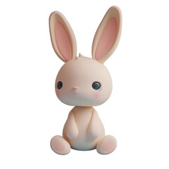 Obraz premium Adorable pastel-colored bunny toy with large ears, sitting upright. Perfect for children's decor or nursery themes. PNG No Background